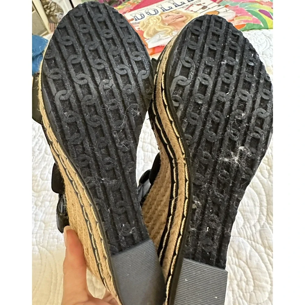 Charles by‎ Charles David Black Espadrille Wedge Sandals CC008 Elastic Straps 6M